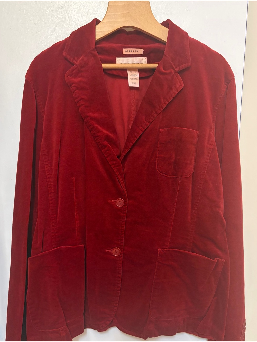 Jones New York Sport Red Stretch Velveteen Blazer Women's Size L